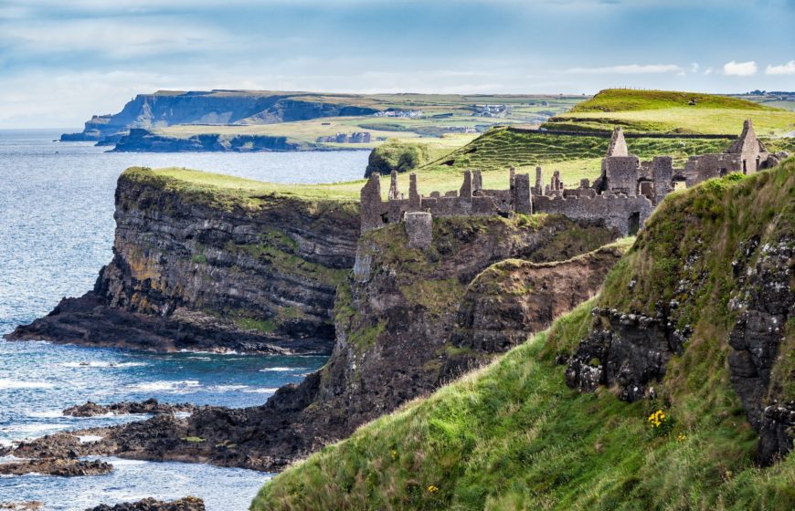 Dunluce Castle On The Coastal Cliffs Of Co Antrim